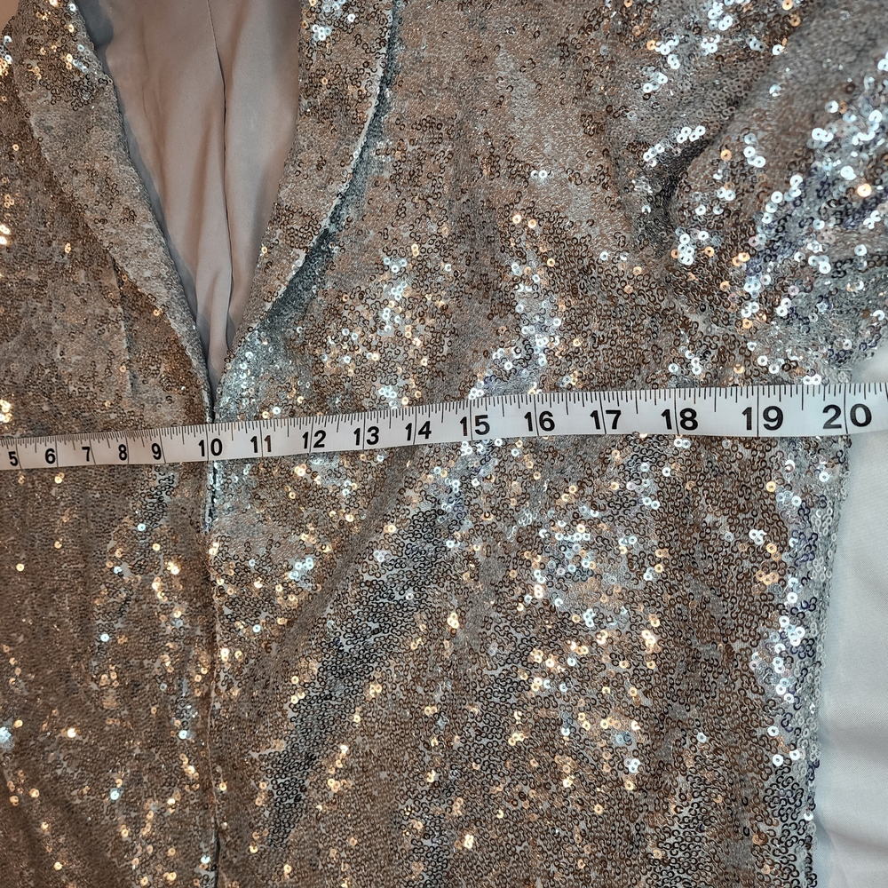 Chelsea28 Silver Sequin Open-Front Jacket, Size Medium - Picture 6 of 9
